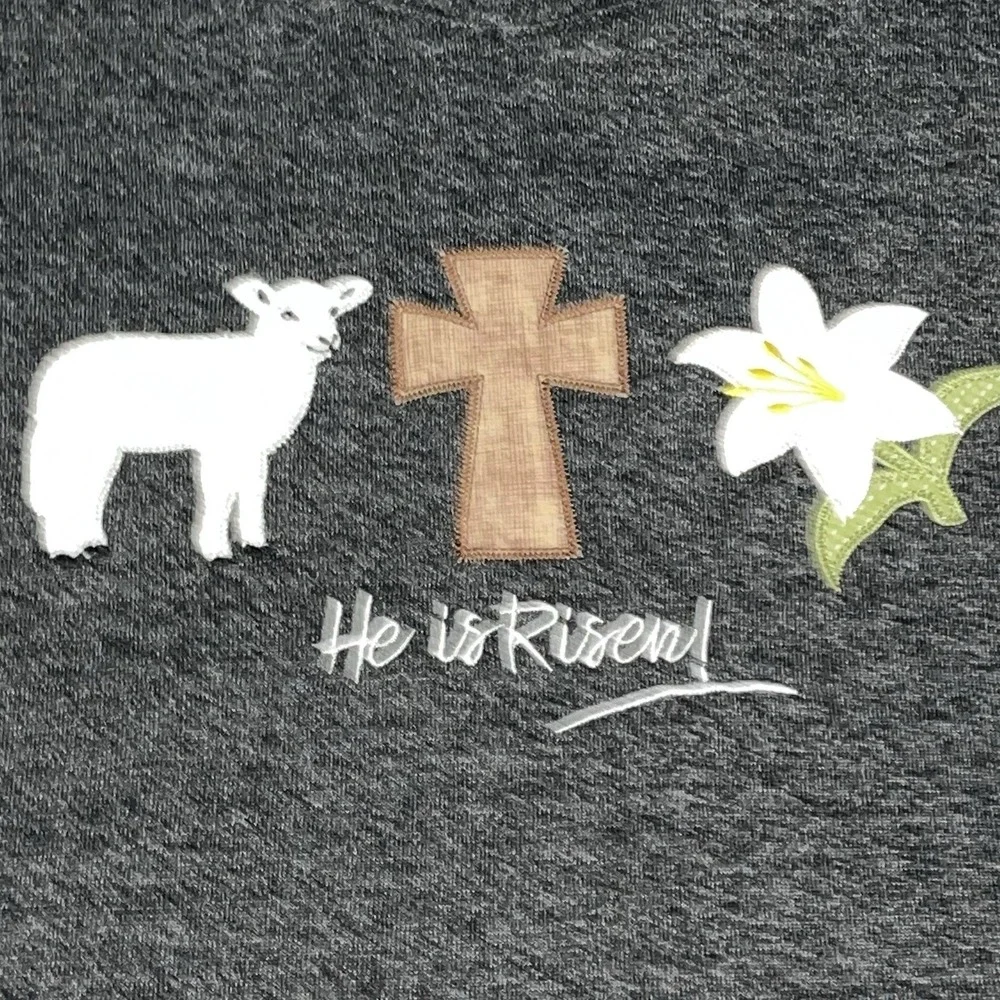 Clover +‎ Pine Womens Size XL Pullover He is Risen Graphic Tee